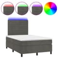 Pikkukuva 2 / 10: Ramsäng med madrass & LED mörkgrå 120x190 cm sammet