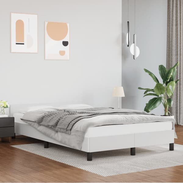 sengeramme med sengegavl 120x190 cm kunstlæder hvid