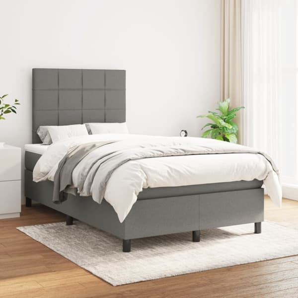 kontinentalseng med madras 120x190 cm stof mørkegrå