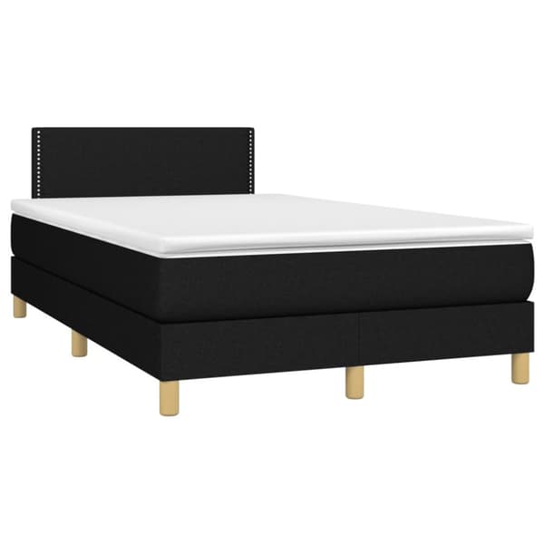 kontinentalseng med LED-lys 120x190 cm stof sort