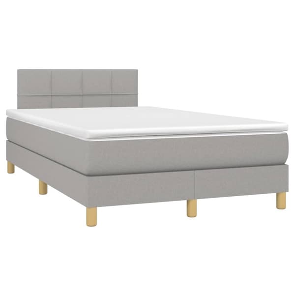 Ramsäng med madrass & LED ljusgrå 120x190 cm tyg