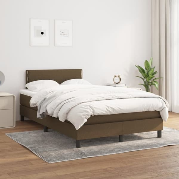 Ramsäng med madrass mörkbrun 120x190 cm tyg