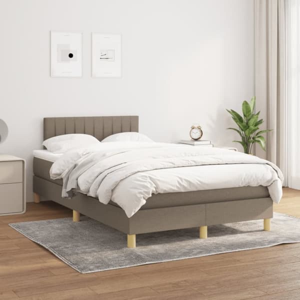 kontinentalseng med madras 120x190 cm stof gråbrun