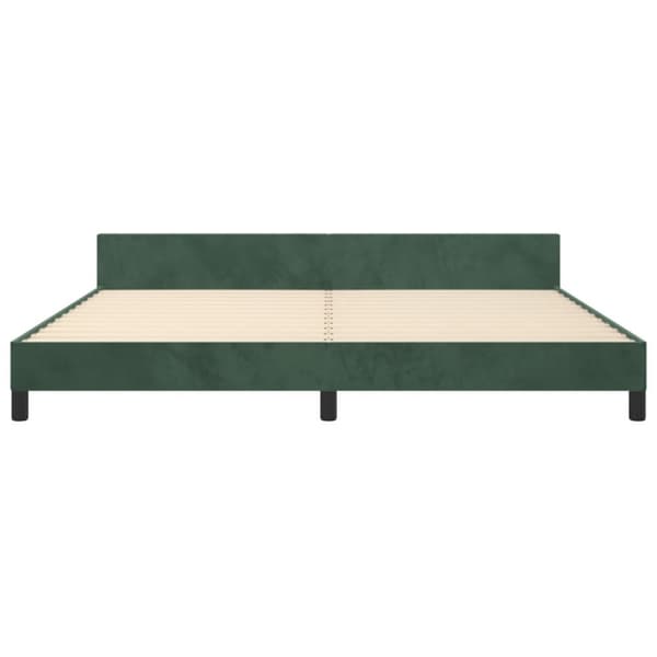 sengeramme med sengegavl 200x200 cm fløjl mørkegrøn