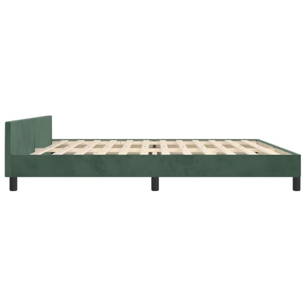 sengeramme med sengegavl 200x200 cm fløjl mørkegrøn