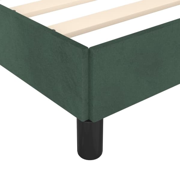 sengeramme med sengegavl 200x200 cm fløjl mørkegrøn