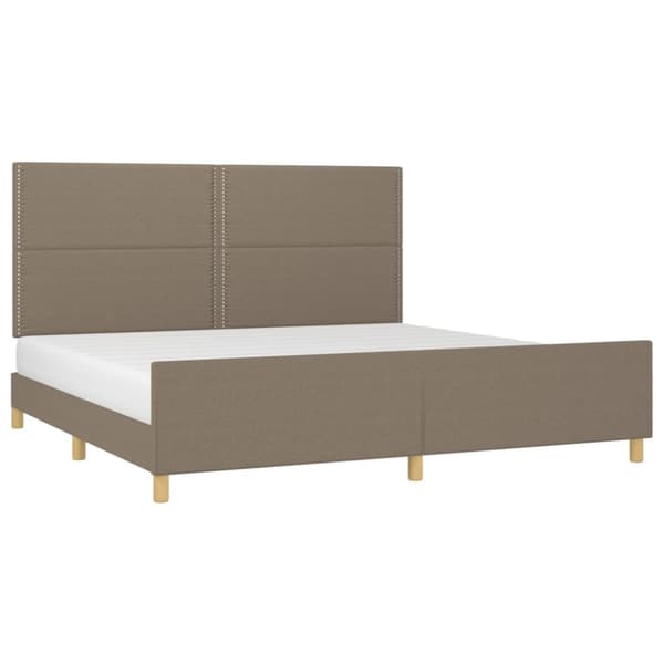 sengeramme med sengegavl 200x200 cm stof gråbrun
