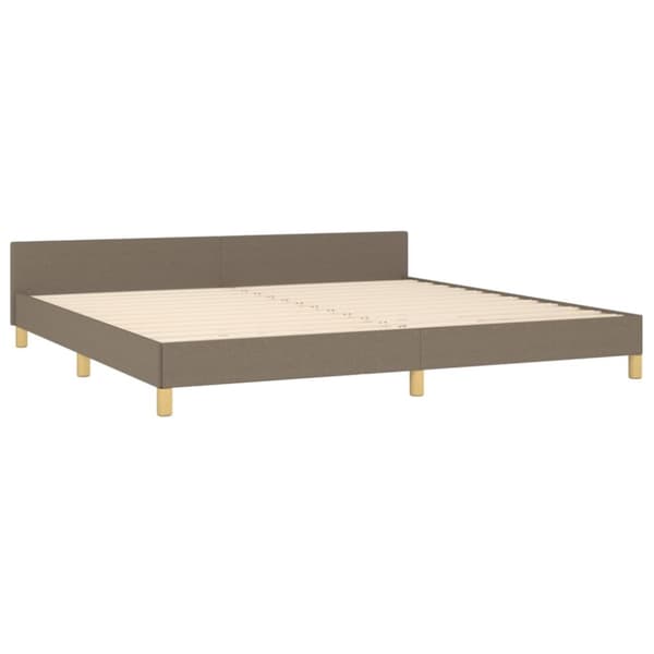 sengeramme med sengegavl 200x200 cm stof gråbrun