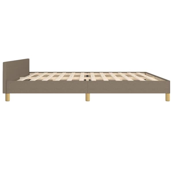 sengeramme med sengegavl 200x200 cm stof gråbrun