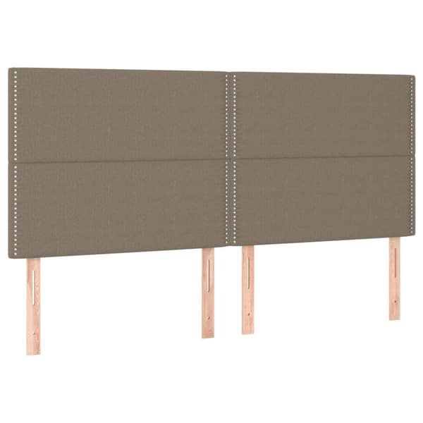 sengeramme med sengegavl 200x200 cm stof gråbrun