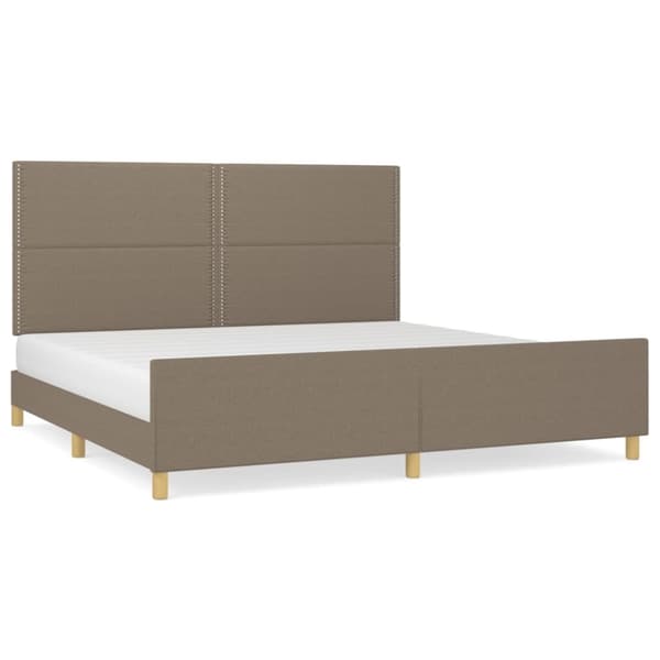 sengeramme med sengegavl 200x200 cm stof gråbrun