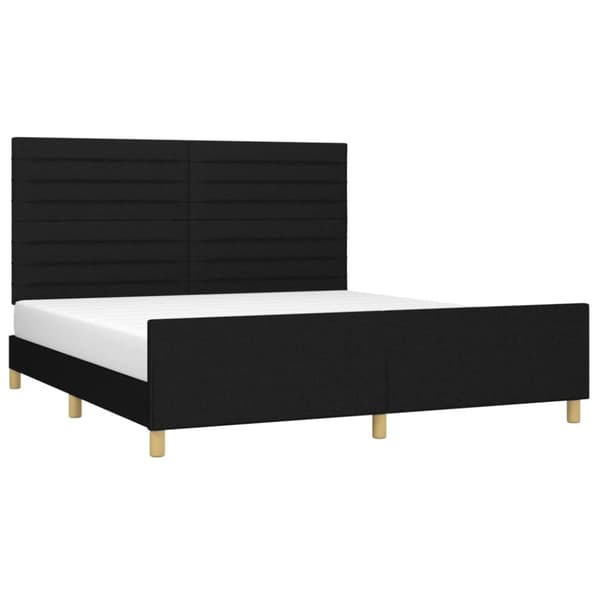 sengeramme med sengegavl 160x200 cm stof sort