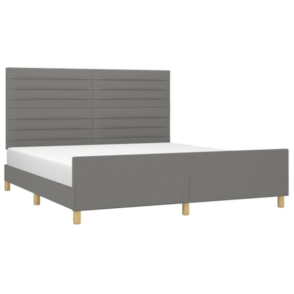 sengeramme med sengegavl 180x200 cm stof mørkegrå