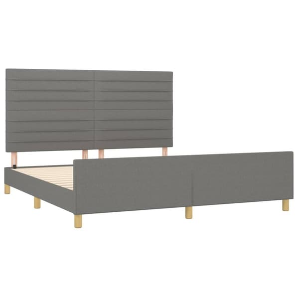 sengeramme med sengegavl 180x200 cm stof mørkegrå