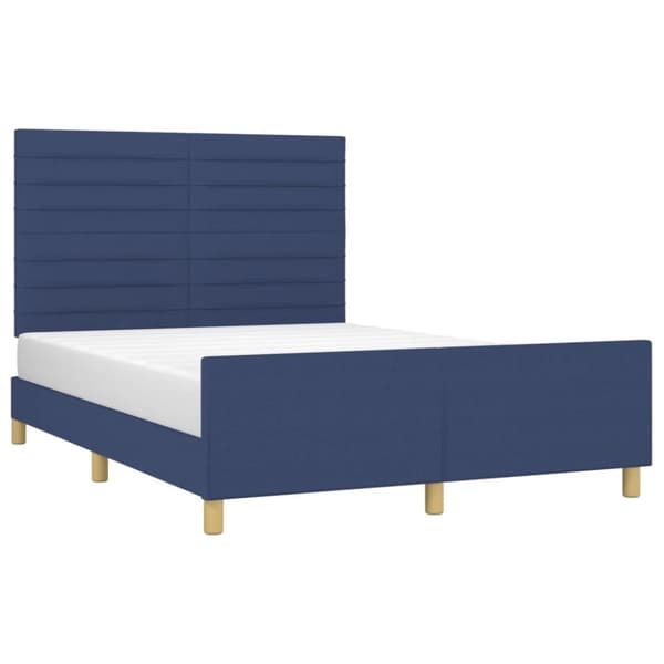 sengeramme med sengegavl 140x190 cm stof blå