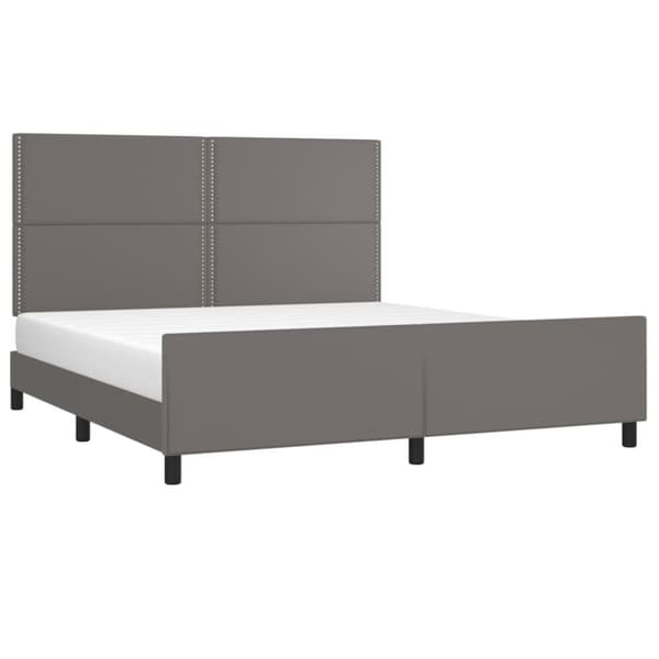 sengeramme med sengegavl 160x200 cm kunstlæder grå