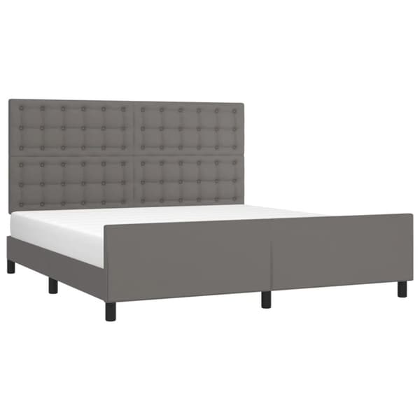 sengeramme med sengegavl 160x200 cm kunstlæder grå