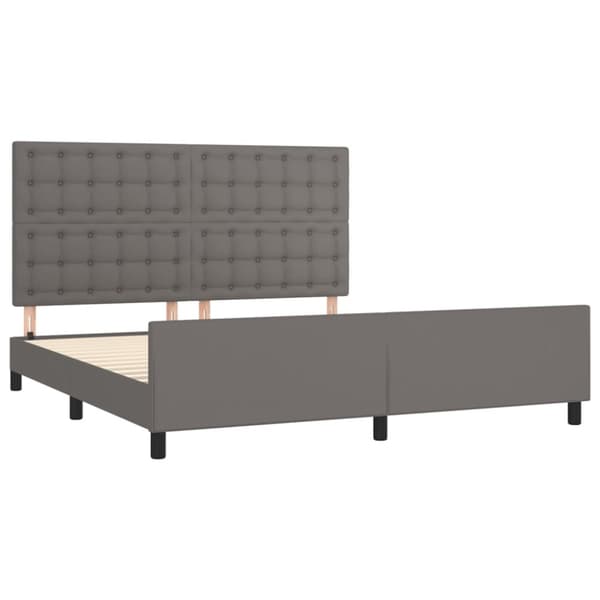 sengeramme med sengegavl 160x200 cm kunstlæder grå
