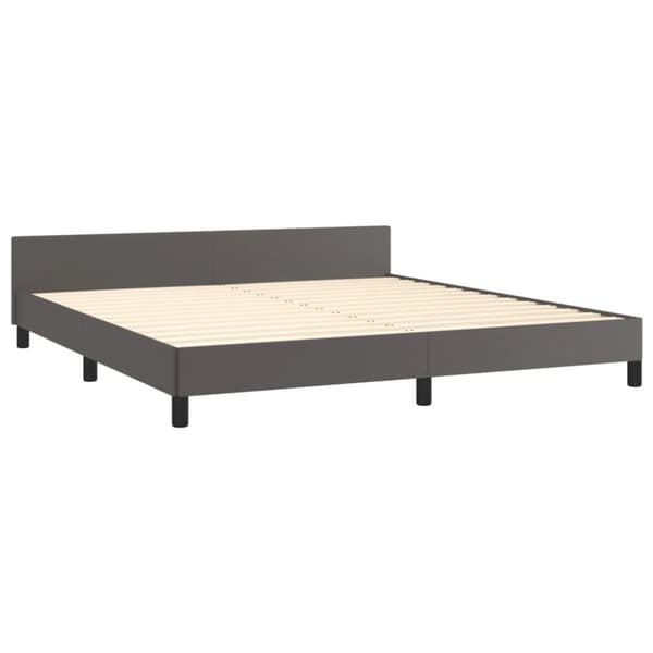 sengeramme med sengegavl 160x200 cm kunstlæder grå