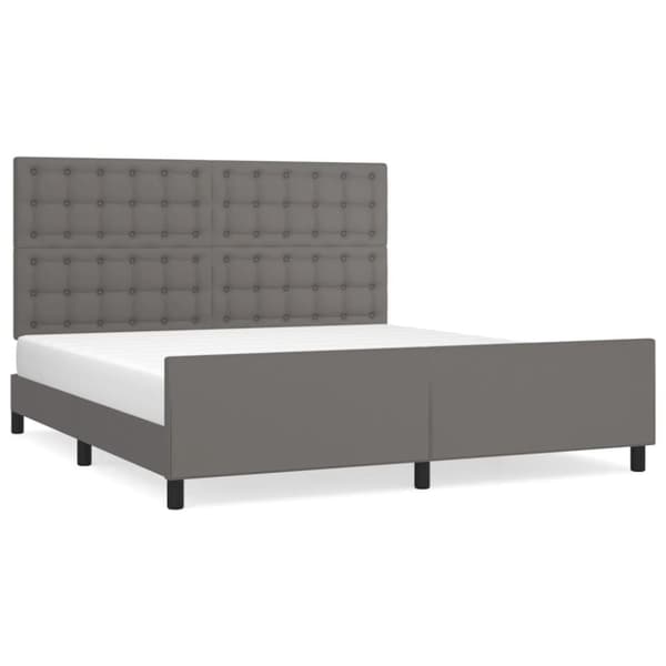 sengeramme med sengegavl 160x200 cm kunstlæder grå