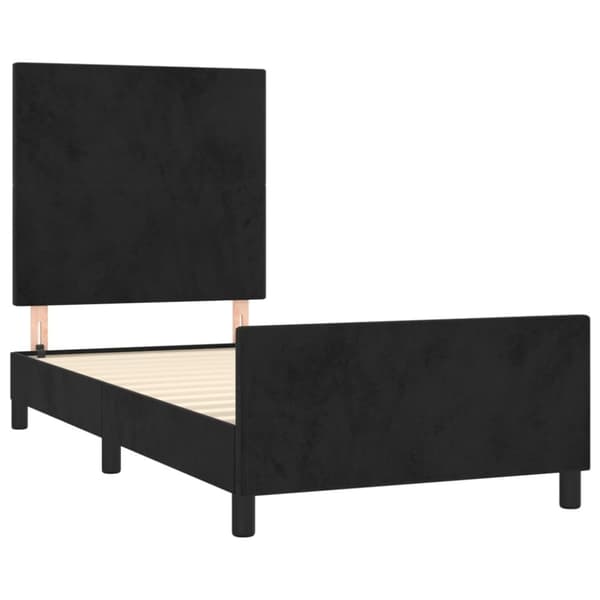 sengeramme med sengegavl 90x200 cm fløjl sort