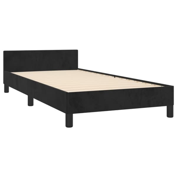 sengeramme med sengegavl 90x200 cm fløjl sort