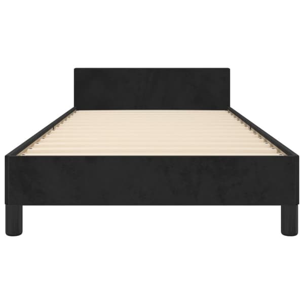 sengeramme med sengegavl 90x200 cm fløjl sort
