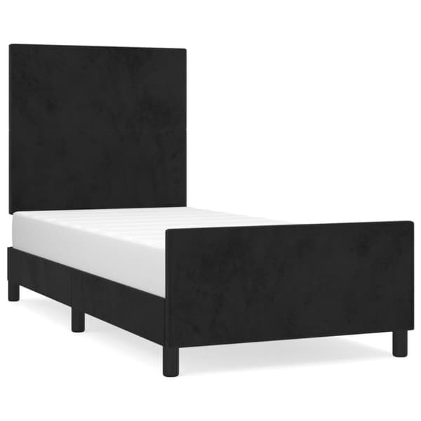 sengeramme med sengegavl 90x200 cm fløjl sort