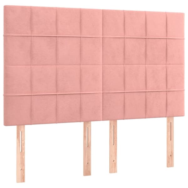 Sängram med huvudgavel rosa 140x190 cm sammet