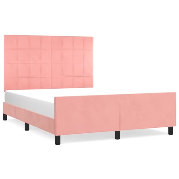 Sängram med huvudgavel rosa 140x190 cm sammet