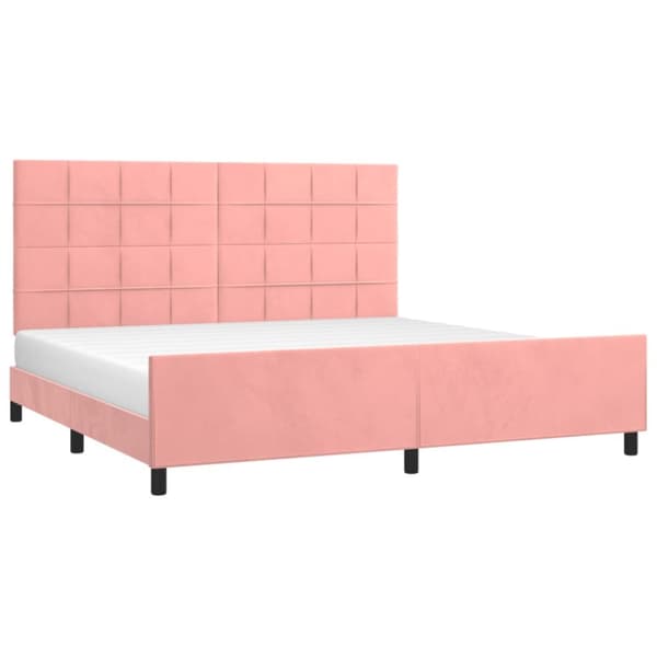 Sängram med huvudgavel rosa 200x200 cm sammet