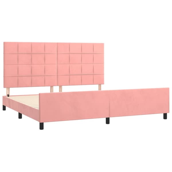 Sängram med huvudgavel rosa 200x200 cm sammet