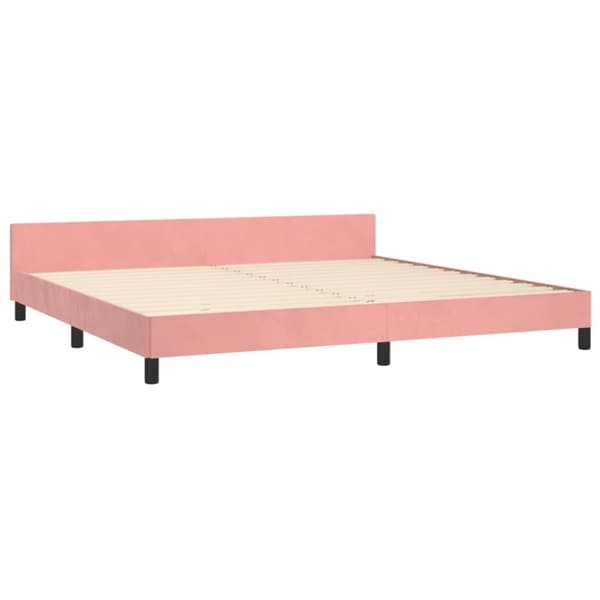 Sängram med huvudgavel rosa 200x200 cm sammet