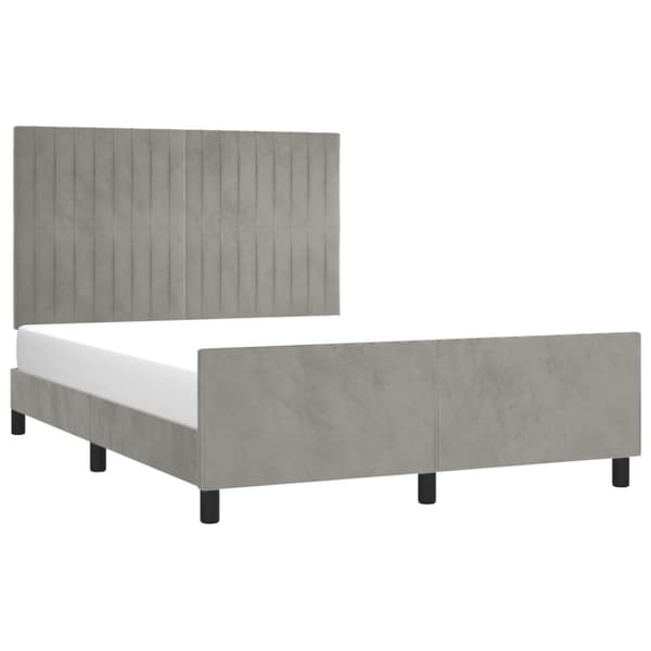 sengeramme med sengegavl 140x190 cm fløjl lysegrå