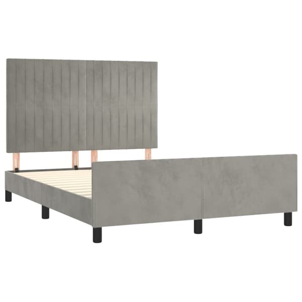 sengeramme med sengegavl 140x190 cm fløjl lysegrå