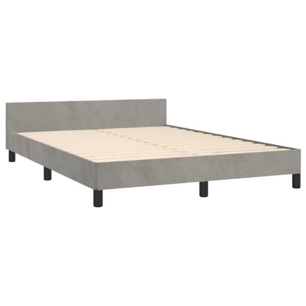 sengeramme med sengegavl 140x190 cm fløjl lysegrå