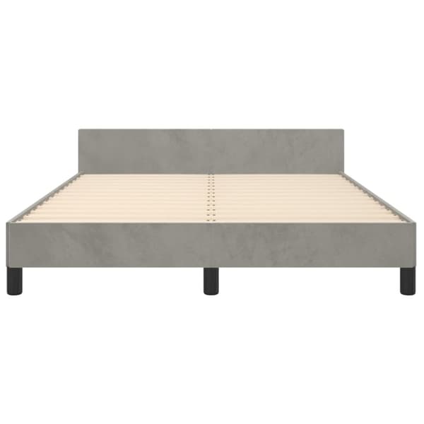 sengeramme med sengegavl 140x190 cm fløjl lysegrå