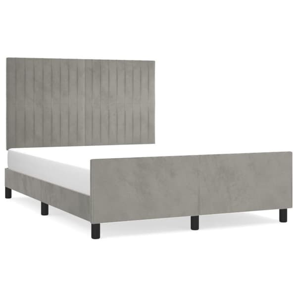 sengeramme med sengegavl 140x190 cm fløjl lysegrå