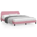 Miniatyrbillede 1 af 9: sengeramme med sengegavl 160x200 cm fløjl pink