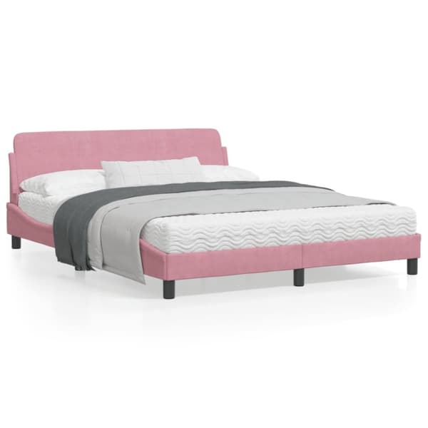 sengeramme med sengegavl 160x200 cm fløjl pink