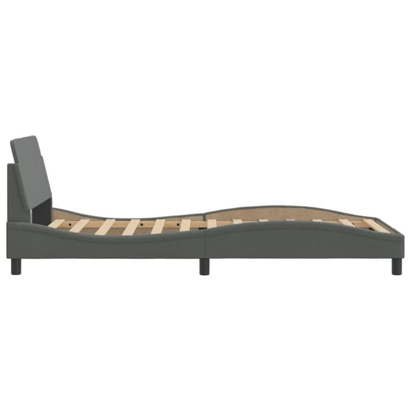 sengeramme med sengegavl 100x200 cm stof mørkegrå