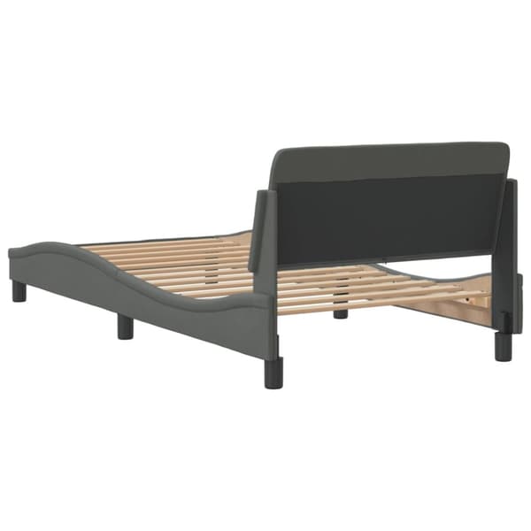sengeramme med sengegavl 100x200 cm stof mørkegrå