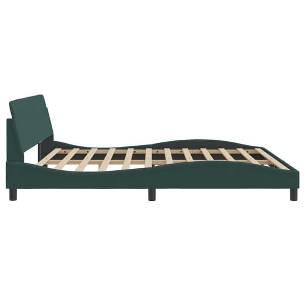 sengeramme med sengegavl 200x200 cm fløjl mørkegrøn
