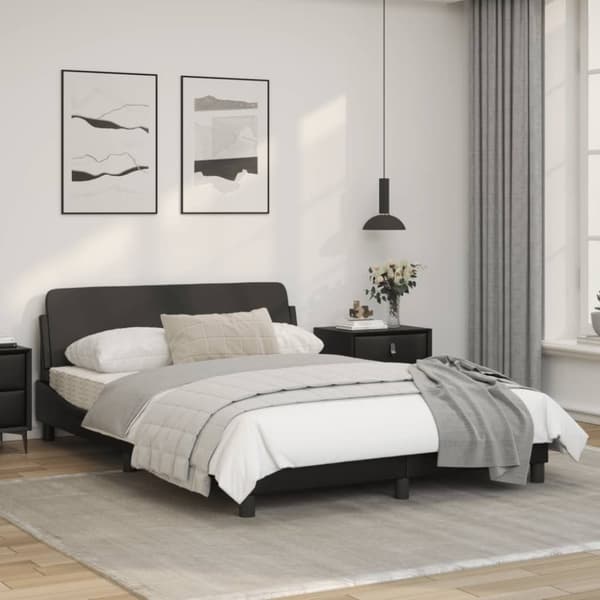 sengeramme med sengegavl 120x200 cm kunstlæder sort