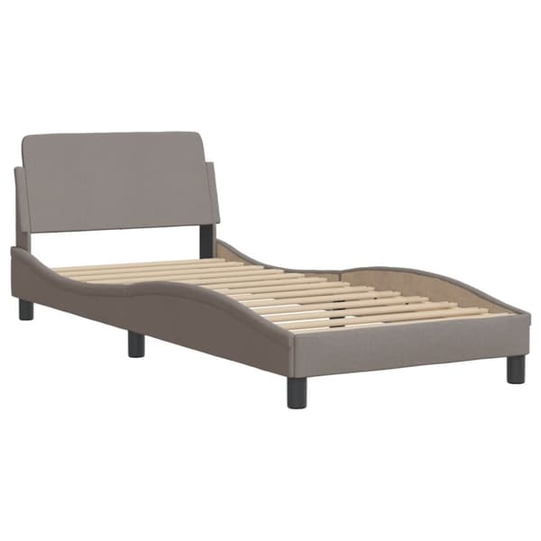 sengeramme med sengegavl 90x190 cm stof gråbrun