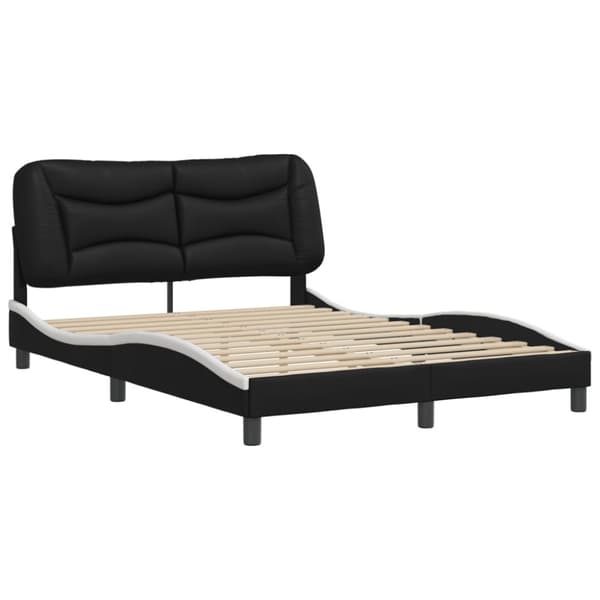 sengeramme med sengegavl 120x200 cm kunstlæder sort og hvid