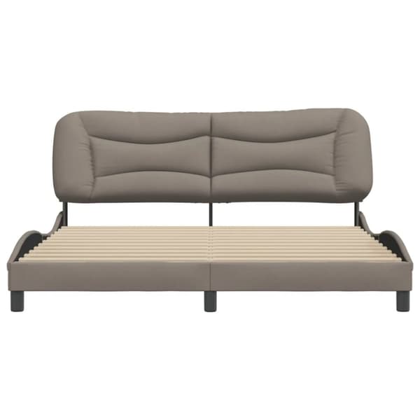 sengeramme med sengegavl 180x200 cm stof gråbrun