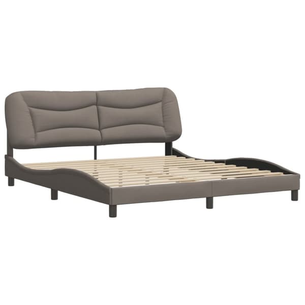 sengeramme med sengegavl 180x200 cm stof gråbrun