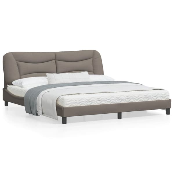 sengeramme med sengegavl 180x200 cm stof gråbrun