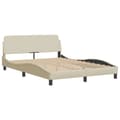 Miniatyrbillede 7 af 10: sengeramme med sengegavl 160x200 cm stof cremefarvet